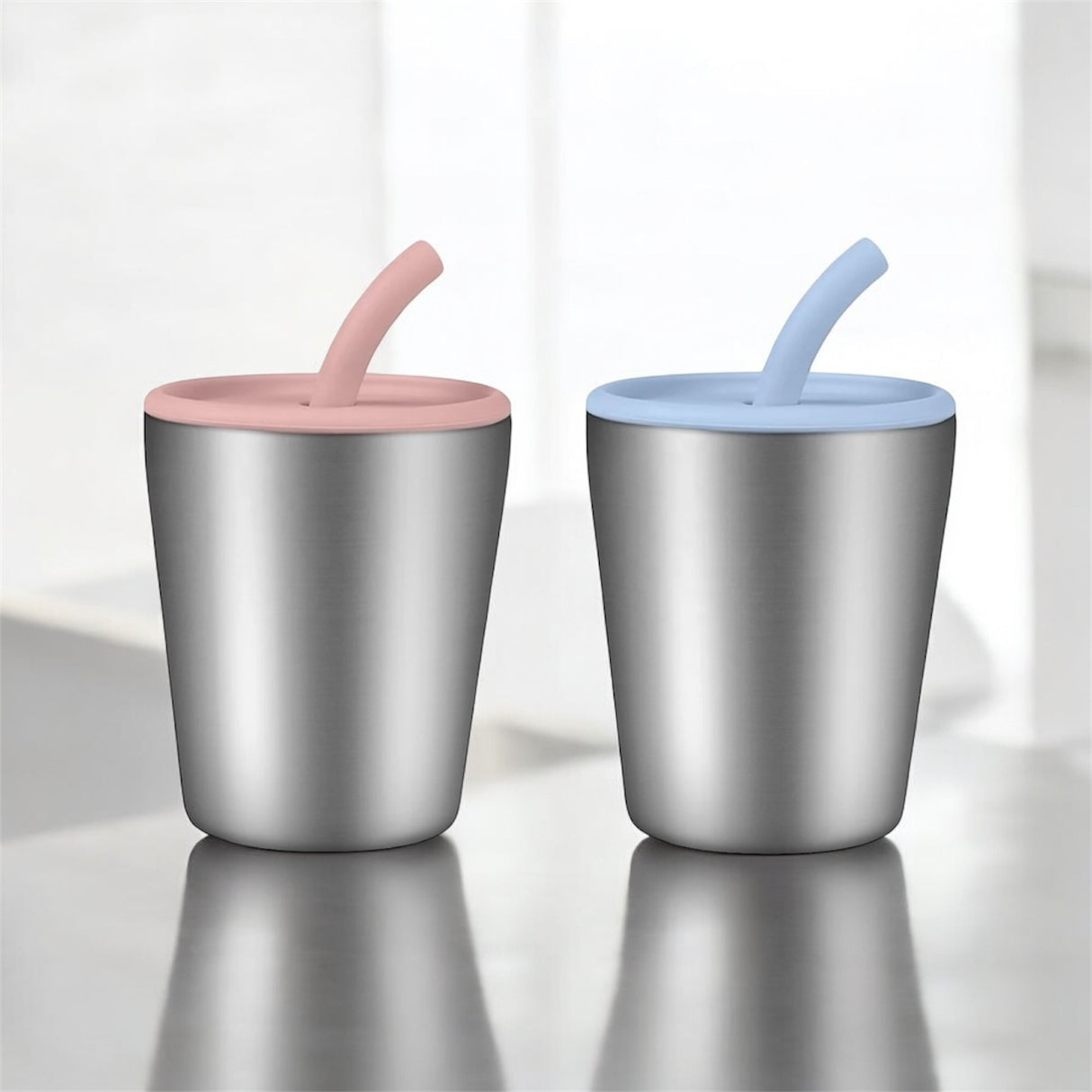 Stainless Steel Cup with Silicone Straw