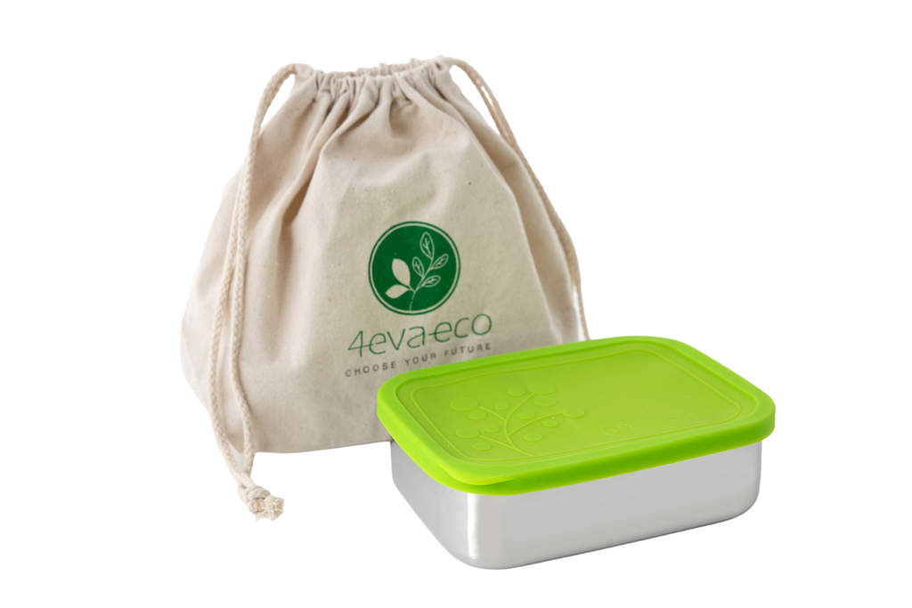 3 section stainless steel lunch box with 4evaeco drawstring bag