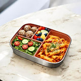 Stainless Steel Lunch Box with Removable 4 Silicone Compartments