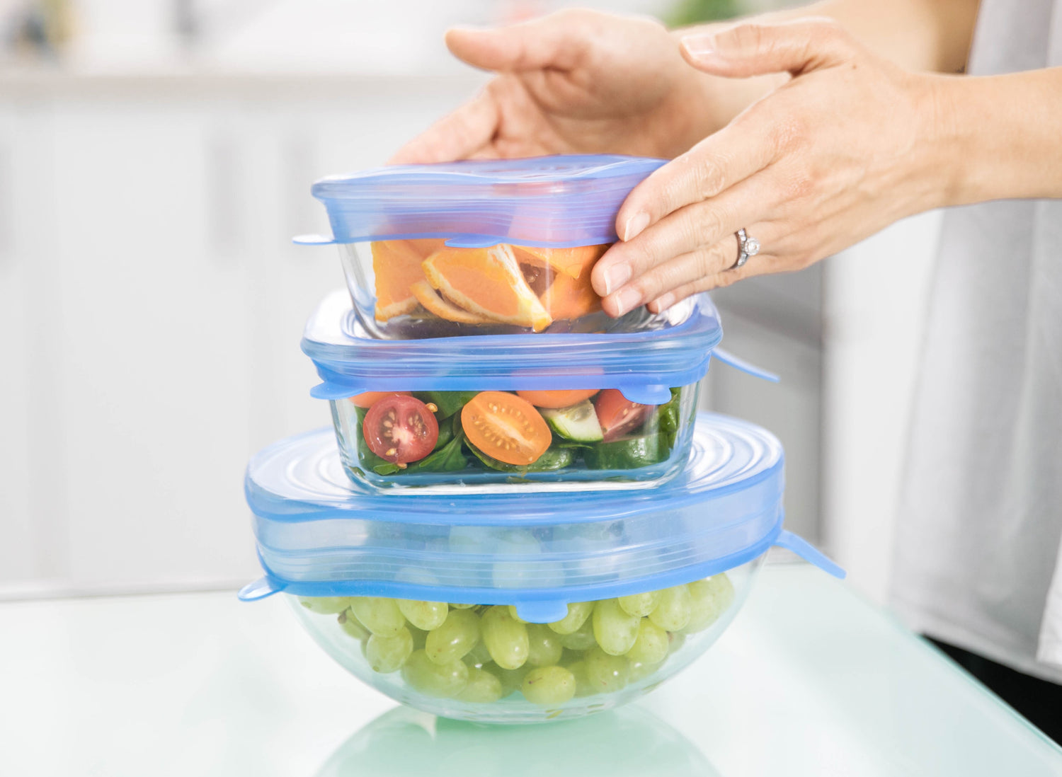 Provides a stackable surface once in place. 