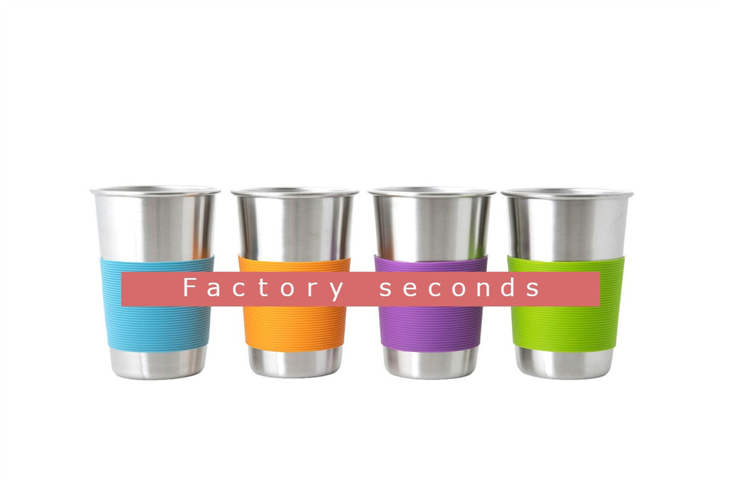 Factory seconds assorted coloured stainless steel cups 