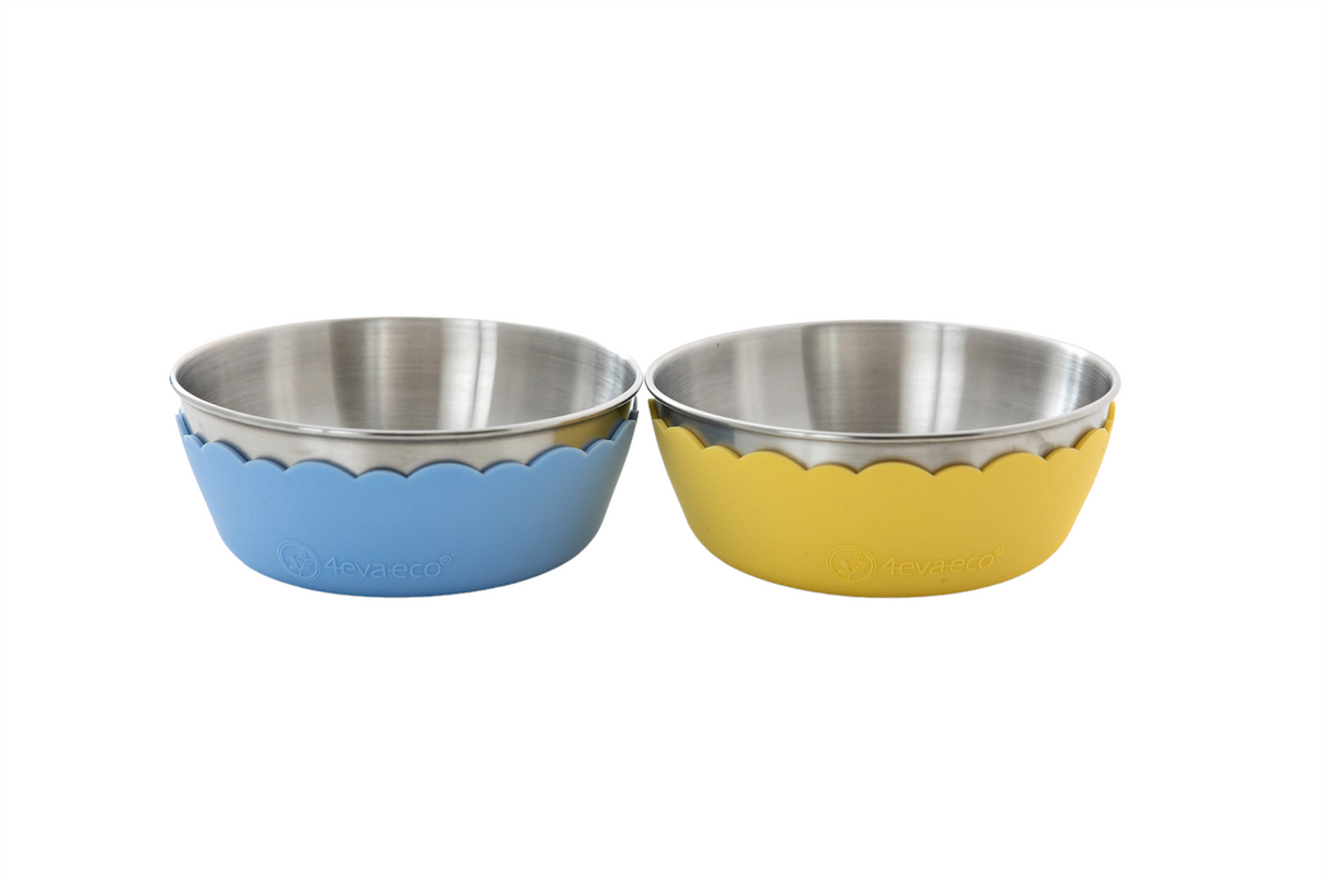 Pastel Mini Bowl 4pcs (2 x stainless steel bowls, 2 x silicone bowls)