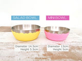 Pastel Salad Bowl 4pcs (2 x stainless steel bowls, 2 x silicone bowls) - Factory seconds