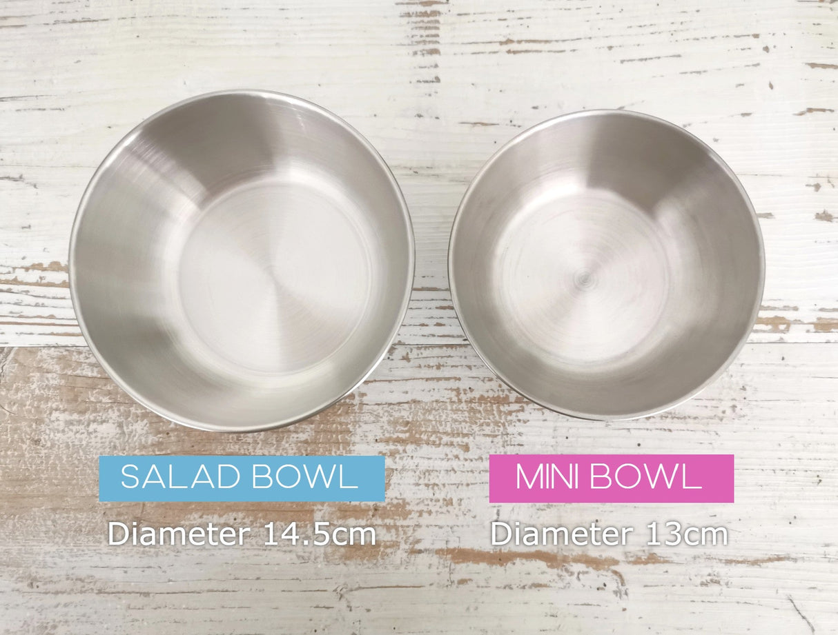 Pastel Salad Bowl 4pcs (2 x stainless steel bowls, 2 x silicone bowls) - Factory seconds