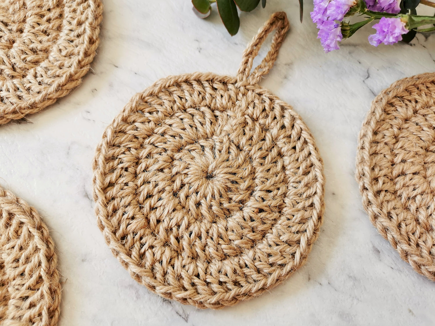 Handmade dishwashing jute scrubbers