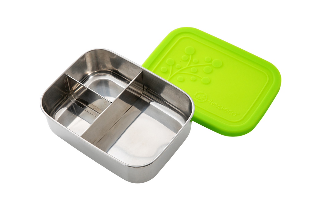 3 section stainless steel lunch box with leakproof silicone lid