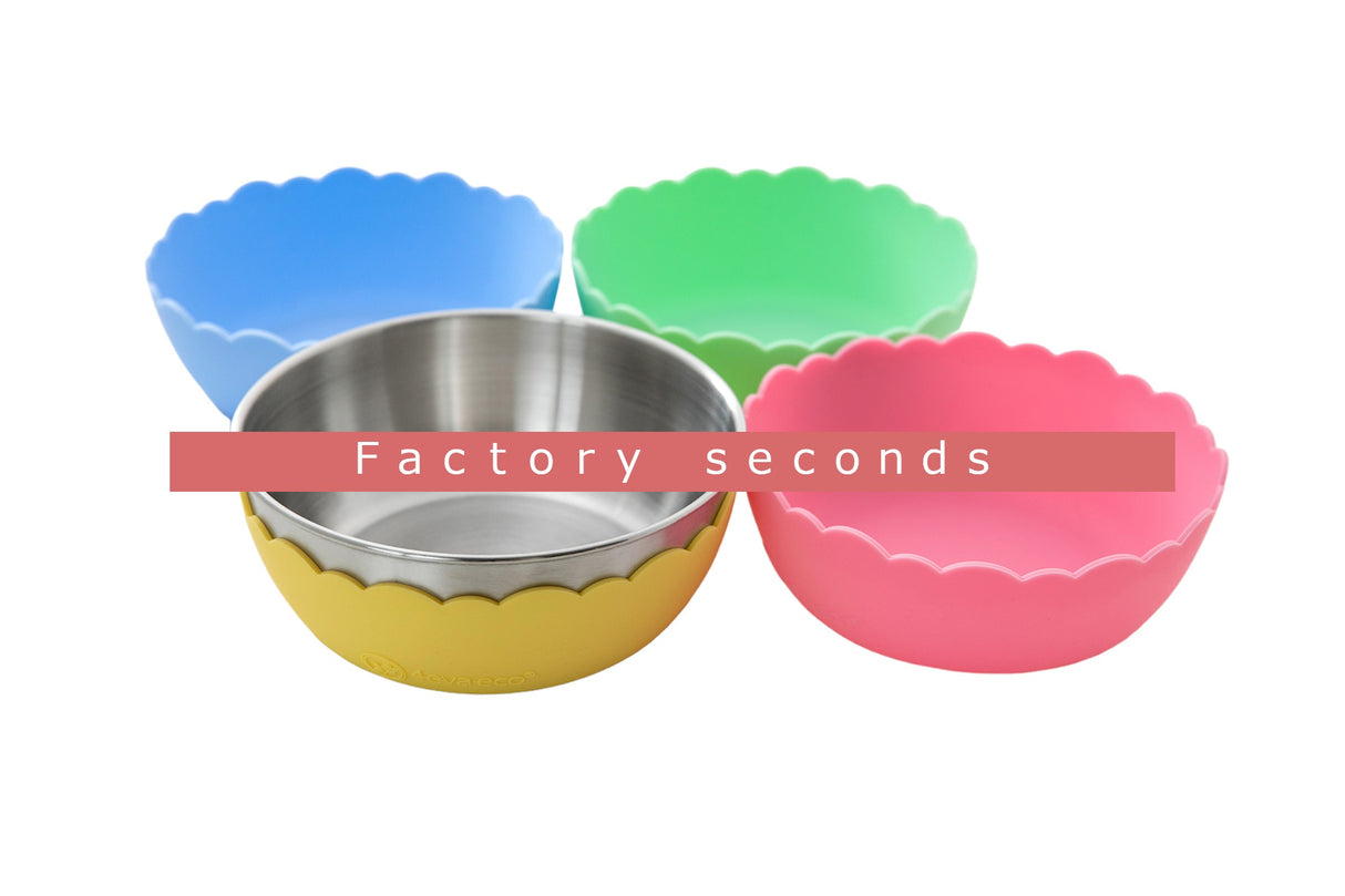 Pastel Mini Bowl 4pcs (2 x stainless steel bowls, 2 x silicone bowls) - Factory seconds