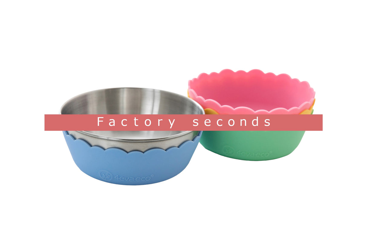 Pastel Salad Bowl 4pcs (2 x stainless steel bowls, 2 x silicone bowls) - Factory seconds